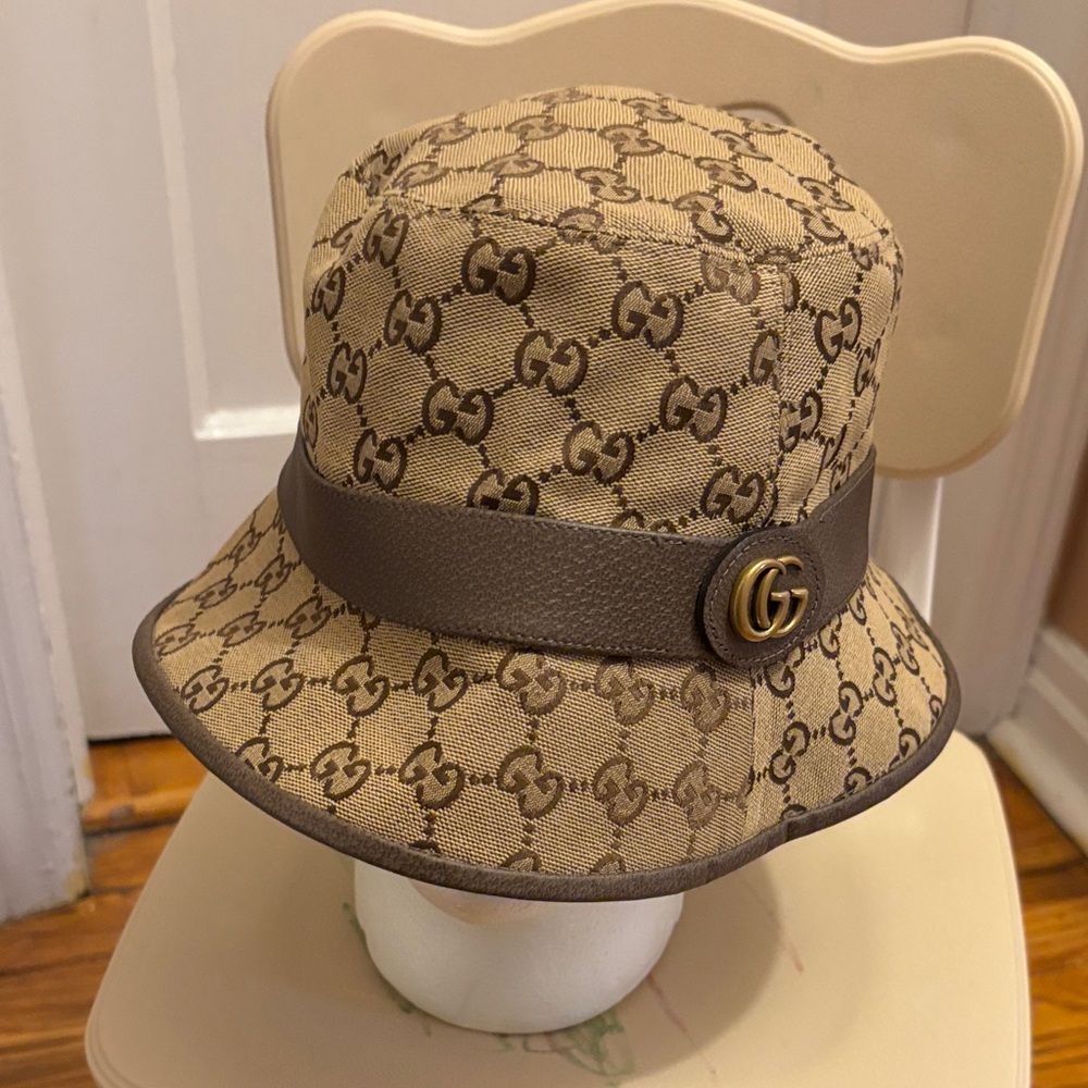 Gucci Tan GG Pattern Bucket Hat
